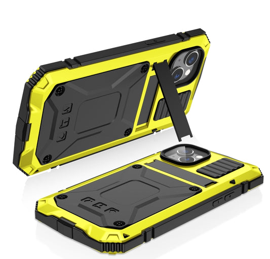For iPhone 14 R-JUST Shockproof Waterproof Dust-proof Case with Holder (Yellow) by R-JUST