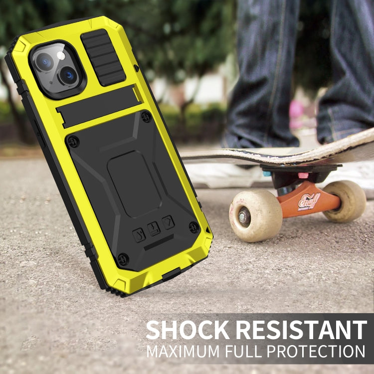 For iPhone 14 R-JUST Shockproof Waterproof Dust-proof Case with Holder (Yellow) by R-JUST