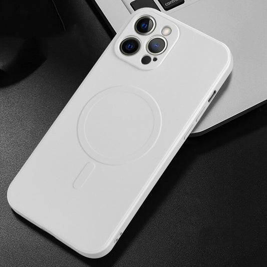For iPhone 14 Pro Liquid Silicone Full Coverage Magsafe Phone Case(White) by buy2fix