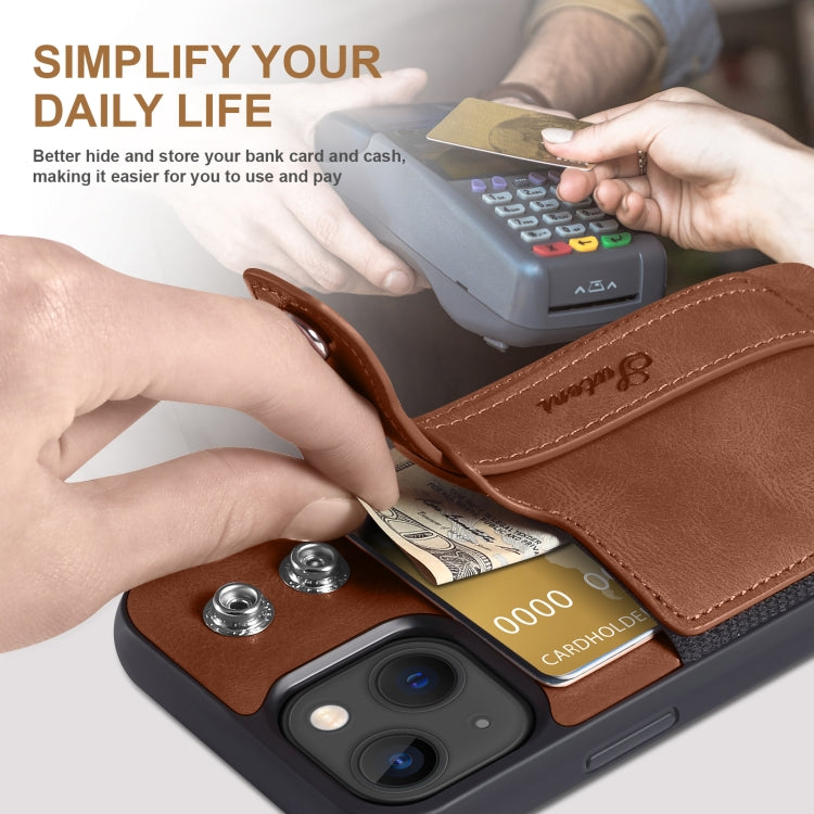 For iPhone 13 Suteni 215 Wrist Strap PU Phone Case(Brown) - iPhone 13 Cases by Suteni | Online Shopping UK | buy2fix