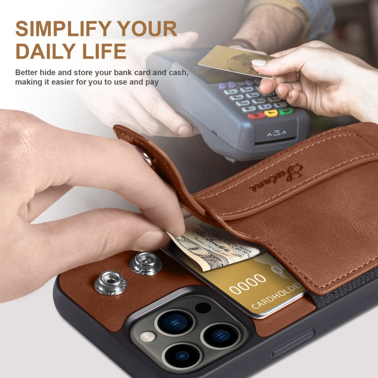 For iPhone 13 Pro Suteni 215 Wrist Strap PU Phone Case (Brown) - iPhone 13 Pro Cases by Suteni | Online Shopping UK | buy2fix