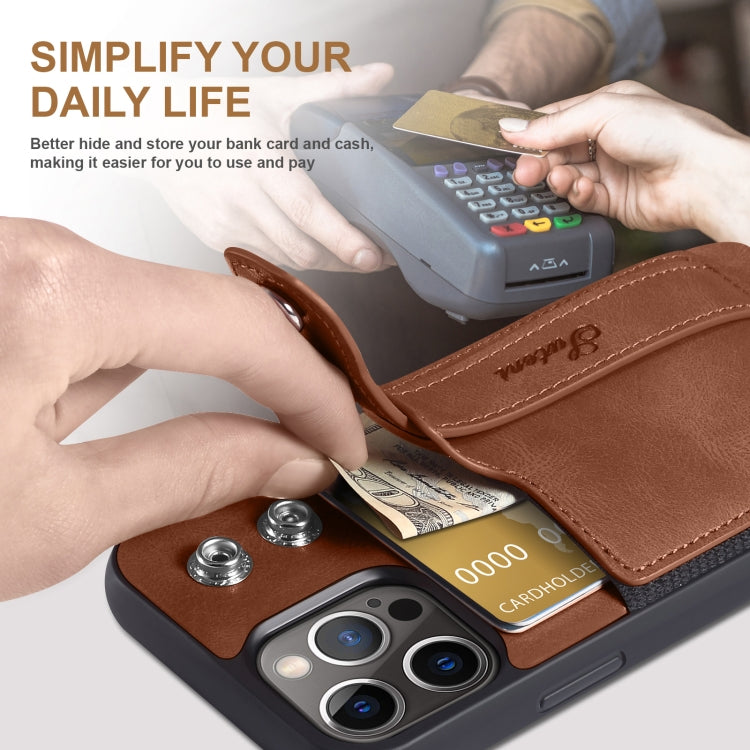 For iPhone 12 Pro Max Suteni 215 Wrist Strap PU Phone Case(Brown) - iPhone 12 Pro Max Cases by Suteni | Online Shopping UK | buy2fix