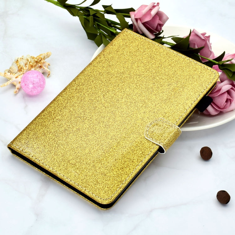 For iPad Pro 11 inch 2020 Glitter Left and Right Flat Leather Tablet Case with Sleep Function & Card Slot & Buckle Anti-skid Strip and Bracket(Golden) - iPad Pro 11 (2020) Cases by buy2fix | Online Shopping UK | buy2fix