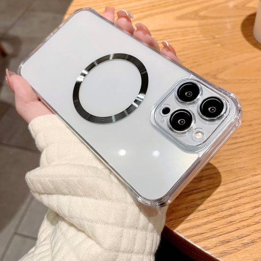 For iPhone 14 Plus Frameless Glass CD MagSafe Case (Silver) by buy2fix