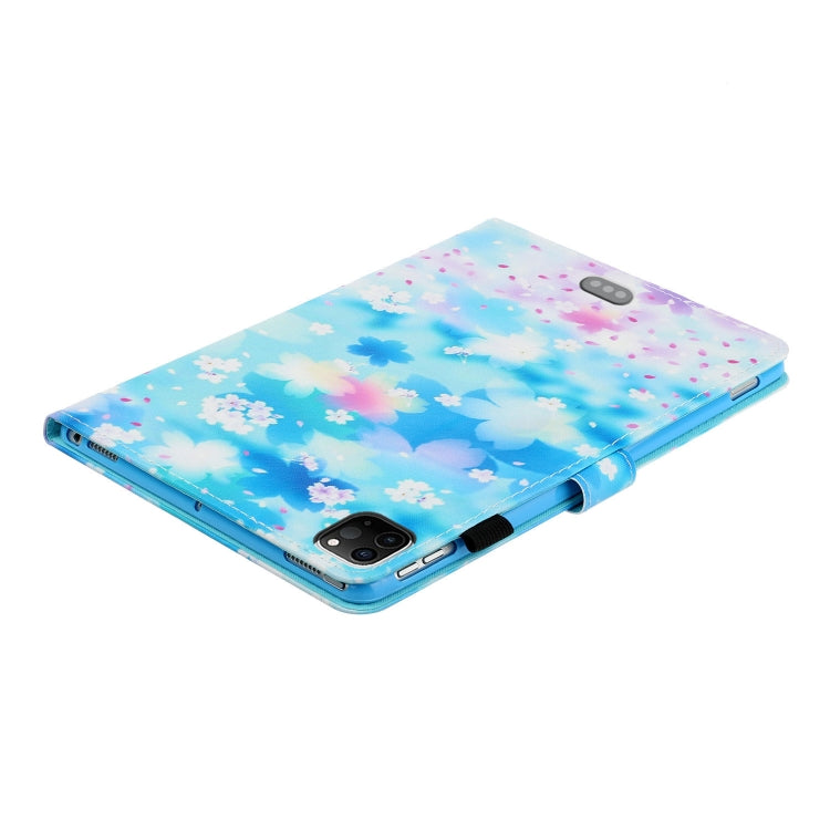 For iPad Pro 11 inch 2020 Painted Left and Right Flat Leather Tablet Case with Sleep Function & Card Slot & Buckle Anti-skid Strip and Bracket(Petal Rain) - iPad Pro 11 (2020) Cases by buy2fix | Online Shopping UK | buy2fix