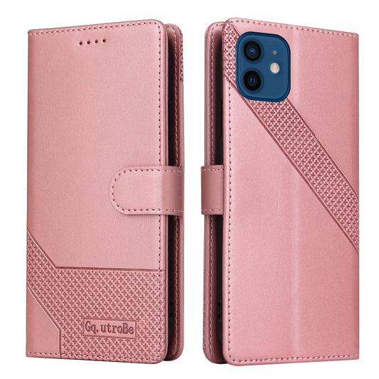 For iPhone 12 / 12 Pro GQUTROBE Skin Feel Magnetic Leather Phone Case(Rose Gold) - iPhone 12 / 12 Pro Cases by GQUTROBE | Online Shopping UK | buy2fix