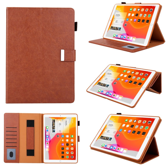 For iPad Pro 11 (2020) & (2018) Small Metal Button Magnetic Attraction Tablet PC Protective Leather Case with Deformable Bracket & Handle & Card Slots & Pen Slot & Sleep / Wake-up Function(Brown) - iPad Pro 11 (2018) Cases by buy2fix | Online Shopping UK | buy2fix