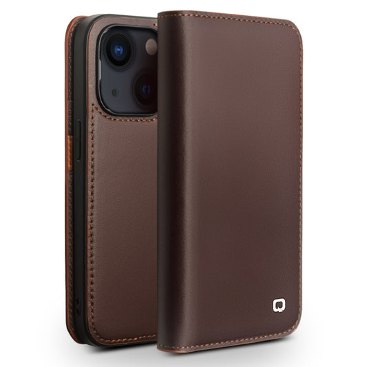 For iPhone 14 QIALINO Business Horizontal Flip PU Phone Case (Brown) - iPhone 14 Cases by QIALINO | Online Shopping UK | buy2fix