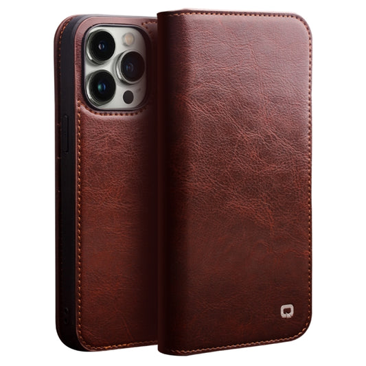 For iPhone 14 Pro Max QIALINO Horizontal Flip Leather Phone Case (Brown) - iPhone 14 Pro Max Cases by QIALINO | Online Shopping UK | buy2fix