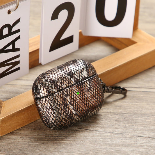 J01 Mesh Snakeskin Headphone Case For AirPods Pro(Black) - For AirPods Pro by buy2fix | Online Shopping UK | buy2fix