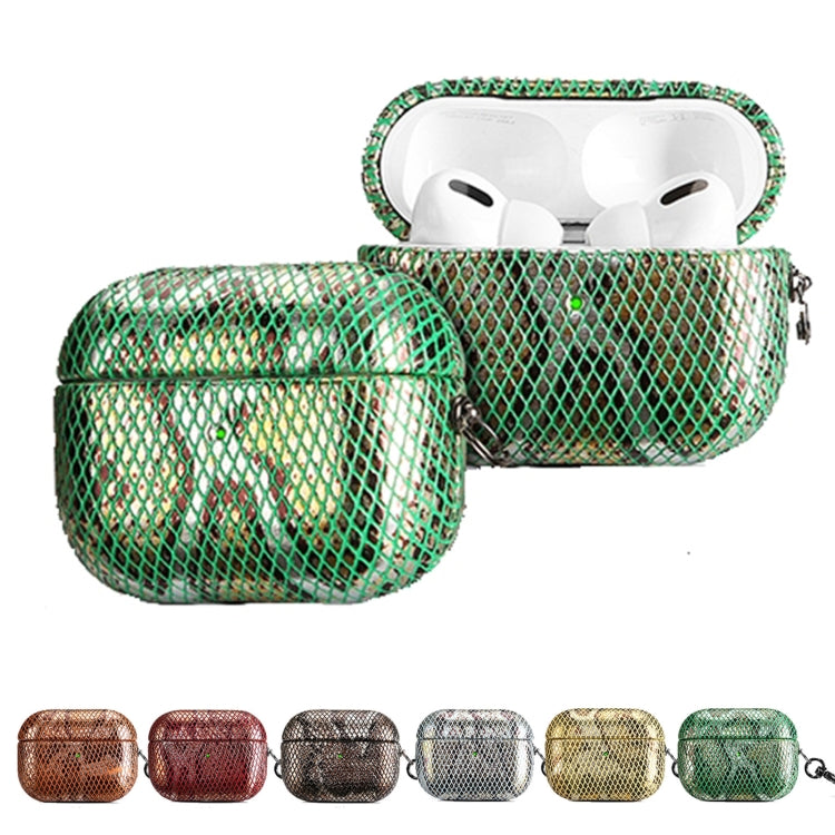 J01 Mesh Snakeskin Headphone Case For AirPods Pro(Gold) - For AirPods Pro by buy2fix | Online Shopping UK | buy2fix