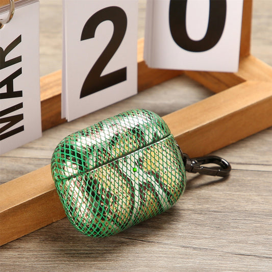 J01 Mesh Snakeskin Headphone Case For AirPods 3(Green) - For AirPods 3 by buy2fix | Online Shopping UK | buy2fix