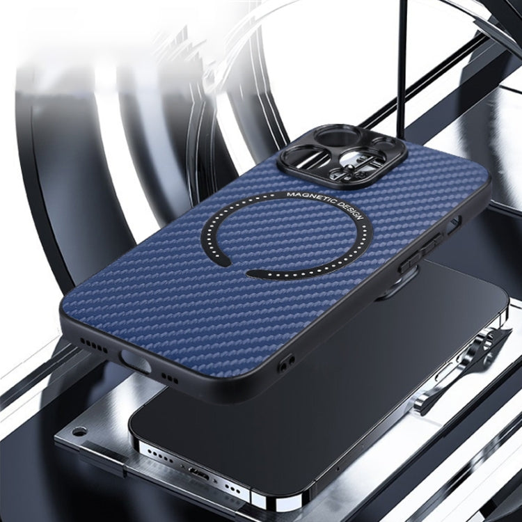 For iPhone 14 Plus Carbon Fiber Texture MagSafe Magnetic Phone Case(Black) by buy2fix