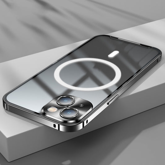 For iPhone 14 Plus MagSafe Frosted Metal Phone Case (Black) by buy2fix