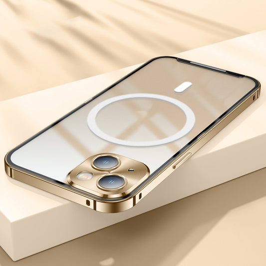 For iPhone 14 Plus MagSafe Frosted Metal Phone Case (Gold) - iPhone 14 Plus Cases by buy2fix | Online Shopping UK | buy2fix