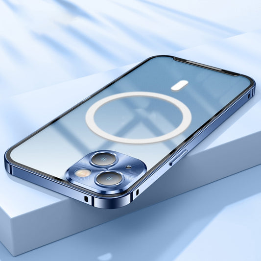For iPhone 14 Plus MagSafe Frosted Metal Phone Case (Blue) - iPhone 14 Plus Cases by buy2fix | Online Shopping UK | buy2fix