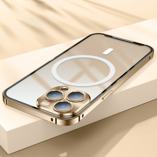 For iPhone 14 Pro MagSafe Frosted Metal Phone Case(Gold) - iPhone 14 Pro Cases by buy2fix | Online Shopping UK | buy2fix