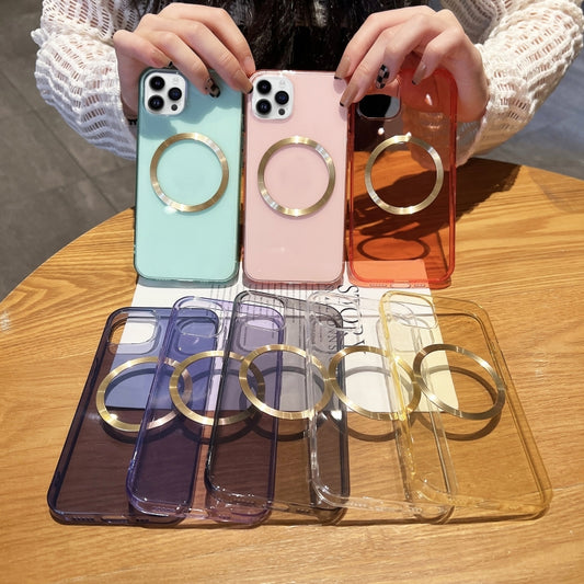 For iPhone 14 Pro CD Texture MagSafe TPU Phone Case(Transparent) by buy2fix