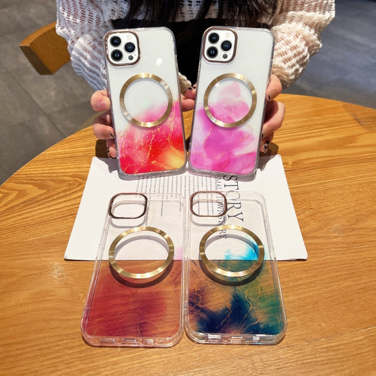 For iPhone 14 Pro Marble MagSafe Clear Phone Case(Red) by buy2fix