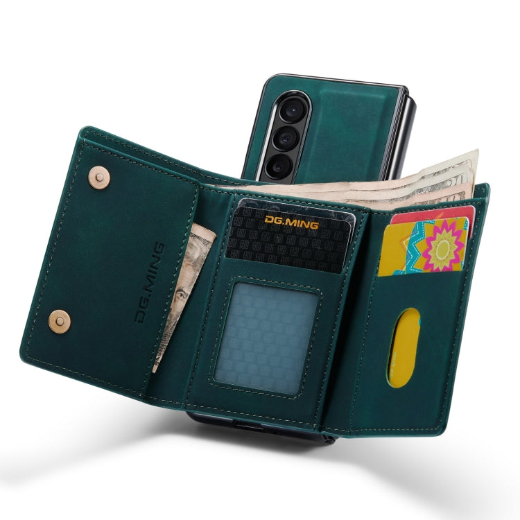 For Samsung Galaxy Z Fold4 DG.MING M1 Series 3-Fold Multi Card Wallet Phone Case(Green) by DG.MING