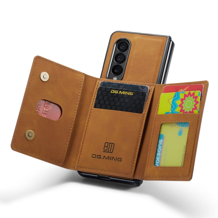 For Samsung Galaxy Z Fold3 5G DG.MING M2 Series 3-Fold Multi Card Bag Phone Case(Brown) by DG.MING