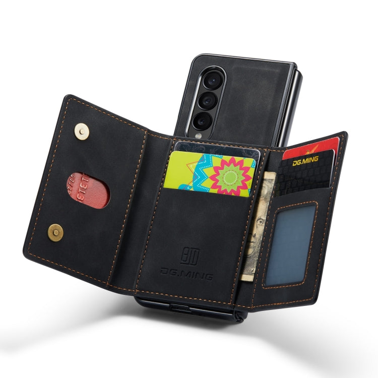 For Samsung Galaxy Z Fold4 DG.MING M2 Series 3-Fold Multi Card Bag Phone Case(Black) by DG.MING