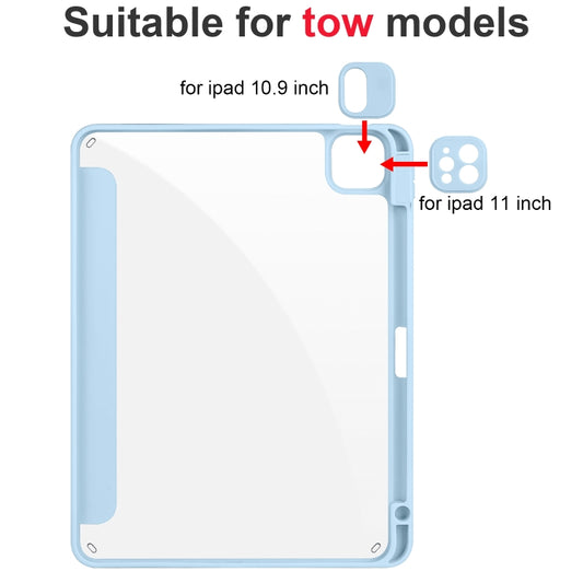 For iPad Air 13 2024 / Pro 12.9 2022 / 2021 / 2020 / 2018 Acrylic 3-folding Smart Leather Tablet Case(Sky Blue) by buy2fix