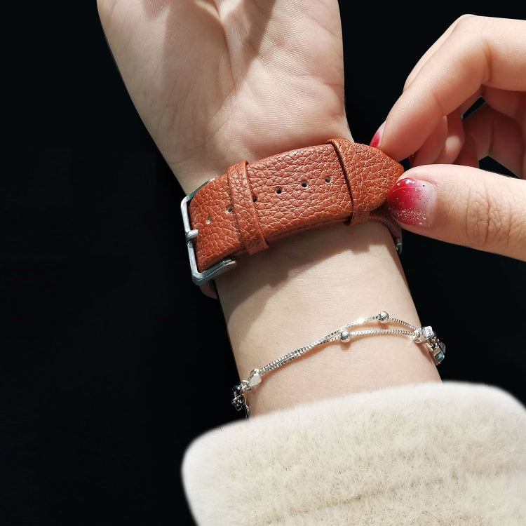 22mm For Samsung Galaxy Watch5 40mm / 44mm Litchi Texture Leather Watch Band(Pink) by buy2fix