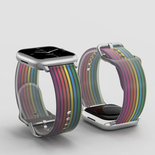 Frosted Translucent Silicone Watch Band For Apple Watch Ultra 49mm&Watch Ultra 2 49mm / Series 9&8&7 45mm / SE 3&SE 2&6&SE&5&4 44mm / 3&2&1 42mm(Black Rainbow) by buy2fix