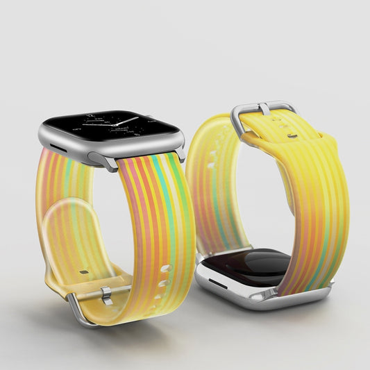 Frosted Translucent Silicone Watch Band For Apple Watch Ultra 49mm&Watch Ultra 2 49mm / Series 9&8&7 45mm / SE 3&SE 2&6&SE&5&4 44mm / 3&2&1 42mm(Yellow Rainbow) by buy2fix
