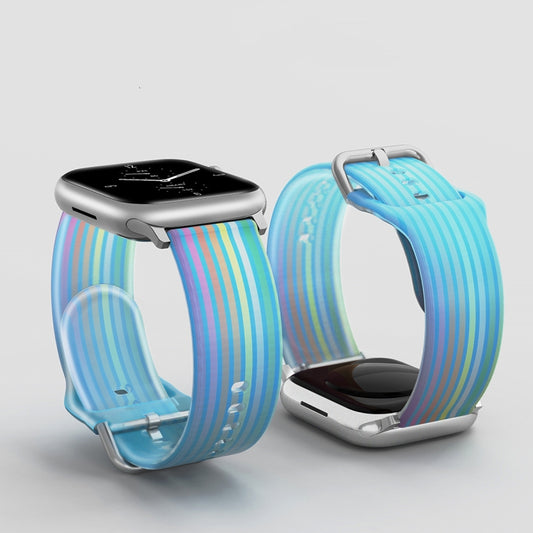 Frosted Translucent Silicone Watch Band For Apple Watch Ultra 49mm&Watch Ultra 2 49mm / Series 9&8&7 45mm / SE 3&SE 2&6&SE&5&4 44mm / 3&2&1 42mm(Blue Rainbow) by buy2fix