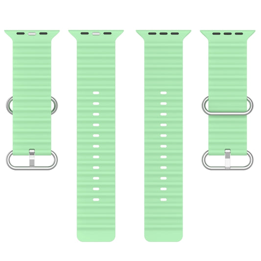 Ocean Silicone Watch Band For Apple Watch Ultra 49mm / Series 8&7 45mm / SE 2&6&SE&5&4 44mm (Light Green) by buy2fix