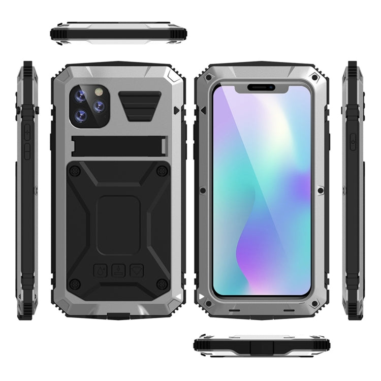 For iPhone 11 Pro Max Shockproof Waterproof Dust-proof Metal + Silicone Protective Case with Holder(Silver) - iPhone 11 Pro Max Cases by buy2fix | Online Shopping UK | buy2fix