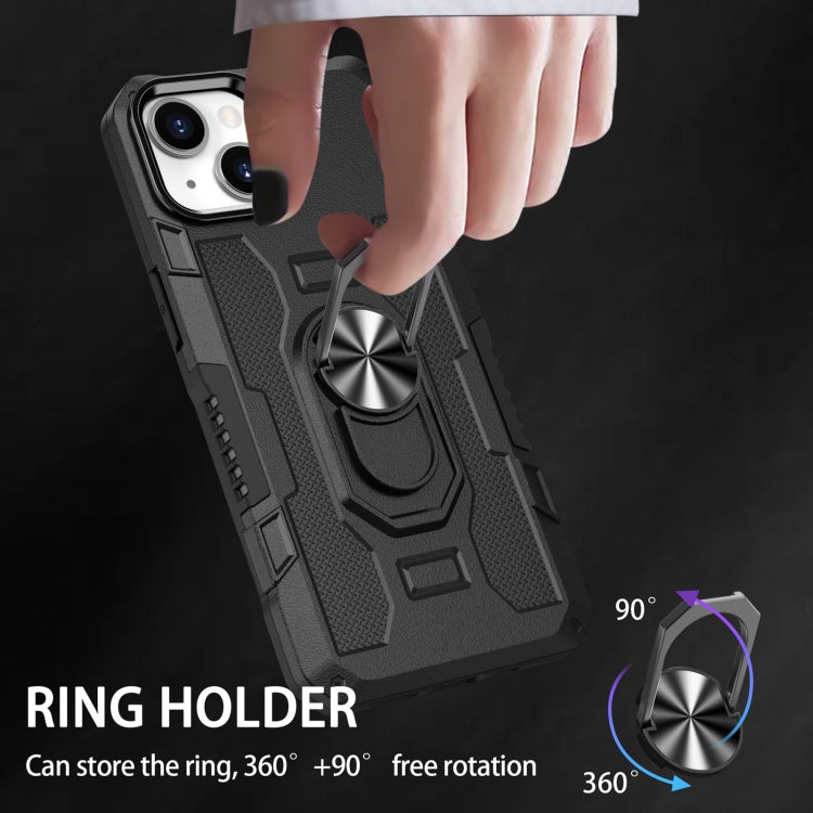For iPhone 14 Plus Ring Holder Armor Hybrid Phone Case (Black) by buy2fix