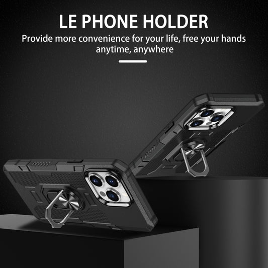 For iPhone 14 Pro Ring Holder Armor Hybrid Phone Case(Black) by buy2fix