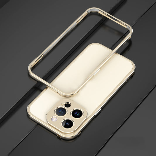 For iPhone 14 Pro Aurora Series Lens Protector + Metal Frame Phone Case(Gold) - iPhone 14 Pro Cases by buy2fix | Online Shopping UK | buy2fix