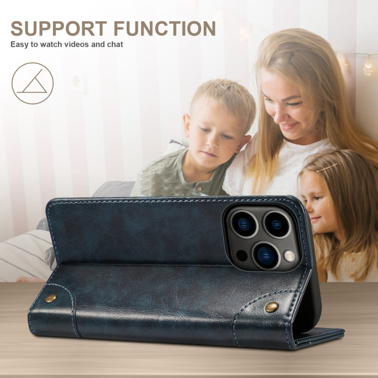 For iPhone 14 Pro Max Baroque Simple Flip Leather Phone Case (Blue) - iPhone 14 Pro Max Cases by buy2fix | Online Shopping UK | buy2fix