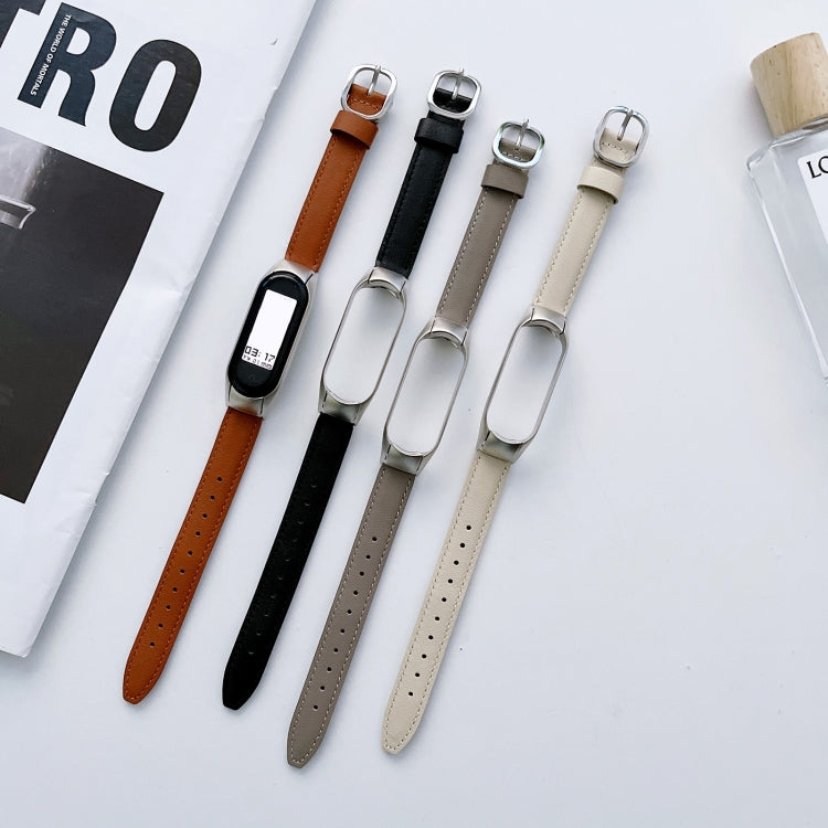 For Xiaomi Mi Band 3 / 4 Genuine Leather Watch Band(Brown) by buy2fix