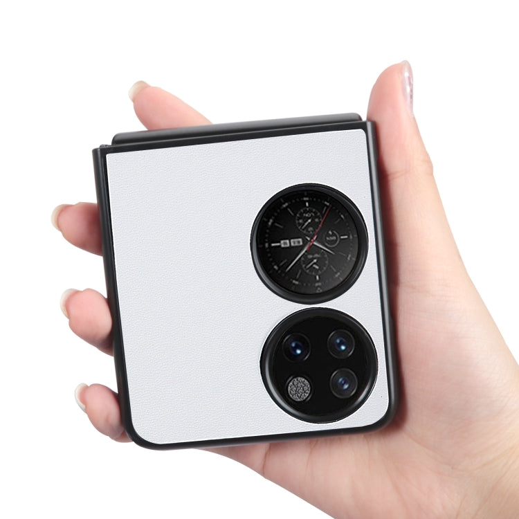 For Huawei P50 Pocket Plain Skin Litchi Texture Phone Case(White) by buy2fix