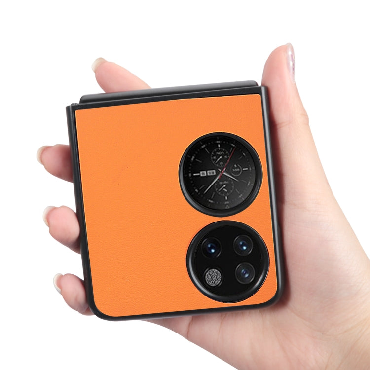 For Huawei P50 Pocket Plain Skin Litchi Texture Phone Case(Orange) by buy2fix