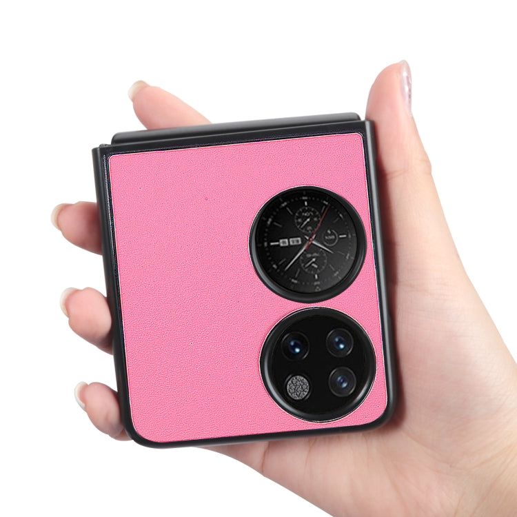 For Huawei P50 Pocket Plain Skin Litchi Texture Phone Case(Pink) by buy2fix