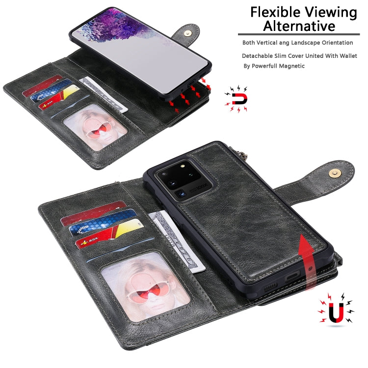For Galaxy S20 Ultra Multifunctional Retro Detachable Magnetic Horizontal Flip Leather Case with Card Slots & Holder & Wallet & Photo Frame(Dark Grey) - Galaxy Phone Cases by buy2fix | Online Shopping UK | buy2fix