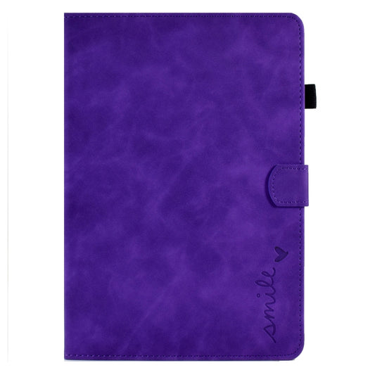 For iPad 10.2 / Air 10.5 2019 Embossed Smile Flip Tablet Leather Smart Case(Purple) - iPad Air (2019) Cases by buy2fix | Online Shopping UK | buy2fix