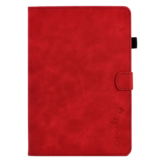 For iPad 10.2 / Air 10.5 2019 Embossed Smile Flip Tablet Leather Smart Case(Red) - iPad Air (2019) Cases by buy2fix | Online Shopping UK | buy2fix
