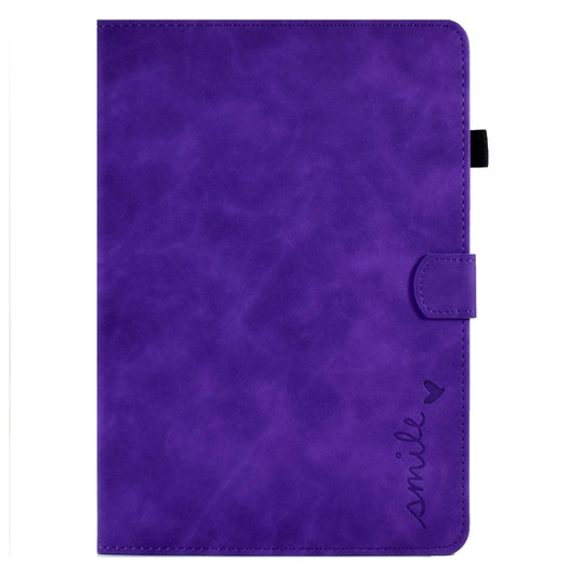 For iPad 9.7 2018&2017 / Air 2 / Air Embossed Smile Flip Tablet Leather Smart Case(Purple) - iPad 9.7 (2018) & (2017) Cases by buy2fix | Online Shopping UK | buy2fix