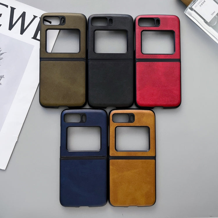 For Motorola Moto Razr 2022 Two-color Cowhide Texture Top-grain Leather Phone Case(Brown) by buy2fix