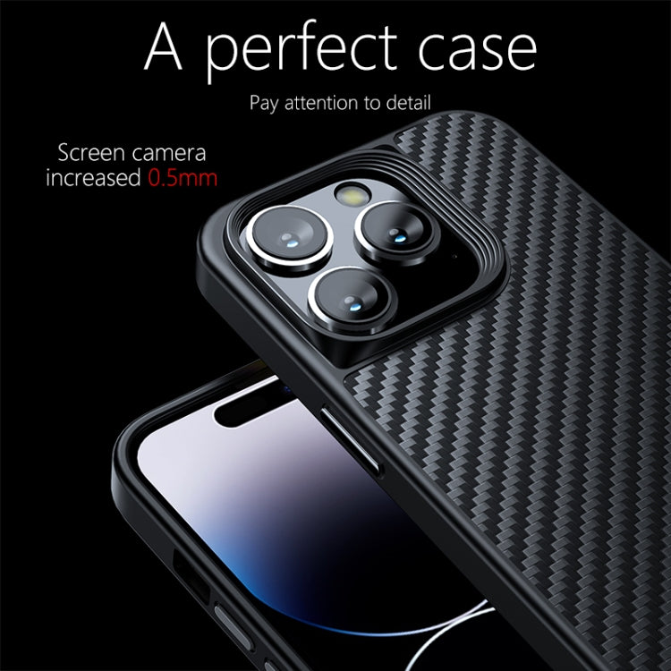 For iPhone 14 Pro Max wlons Magsafe Carbon Fiber Kevlar TPU Phone Case(Black) by wlons
