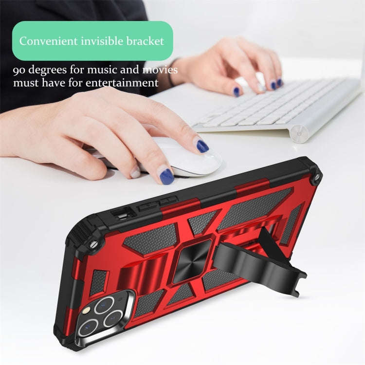 For iPhone 11 Pro Max Armor Shockproof TPU + PC Magnetic Protective Case with Holder(Red) by buy2fix