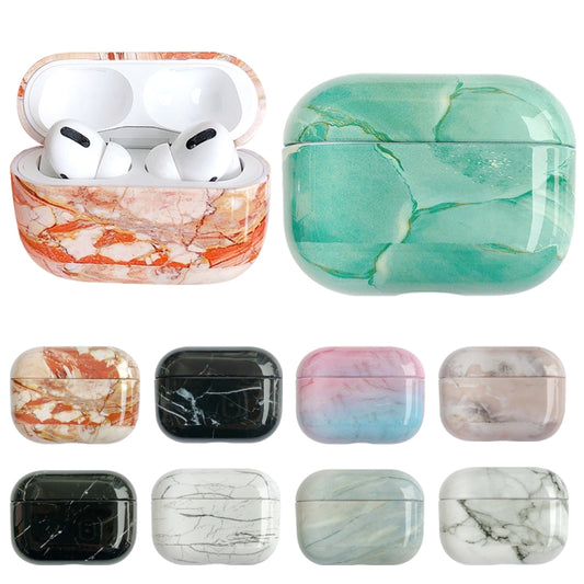 For AirPods Pro 2 Marble Pattern Wireless Earphone Protective Case(Black White) by buy2fix