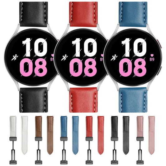 For Samsung Galaxy Watch5 40mm / 44mm Plain Weave Genuine Leather Watch Band Black Buckle(White) by buy2fix